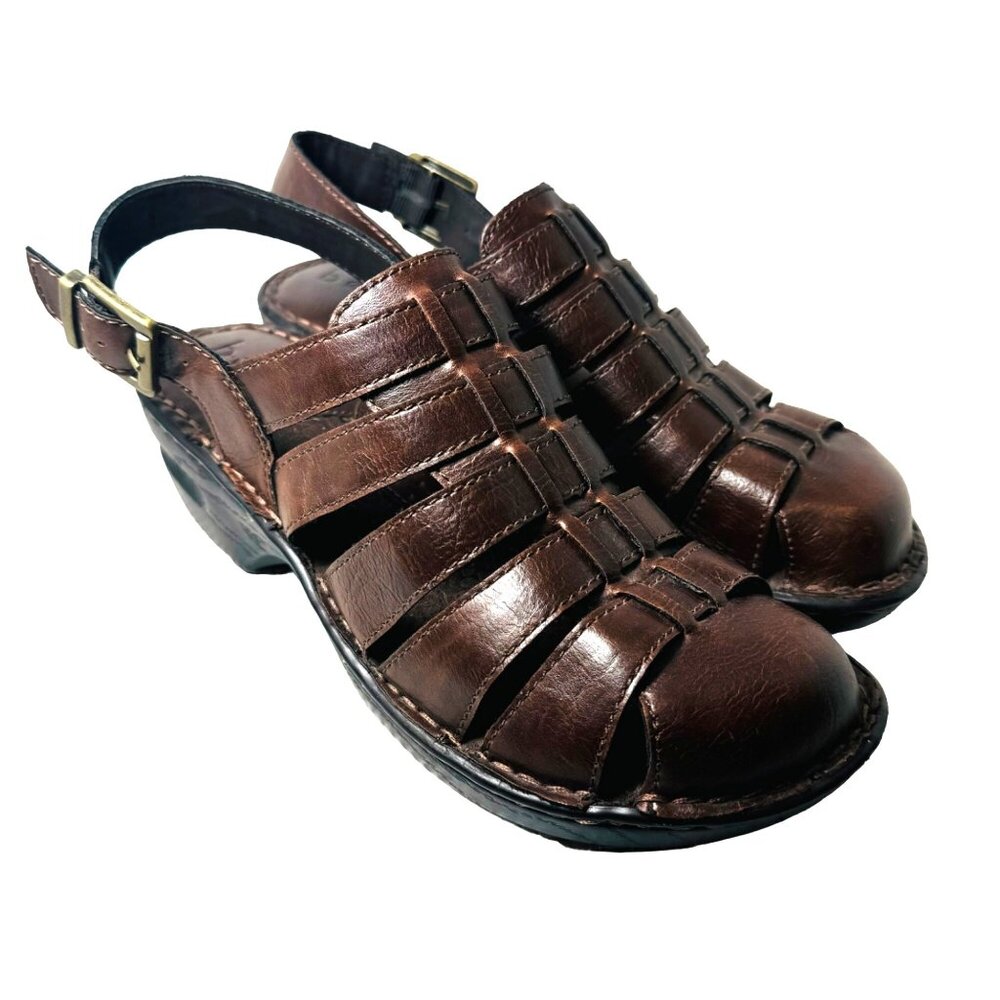 boc Brown Leather Strappy Slingback Sandals
